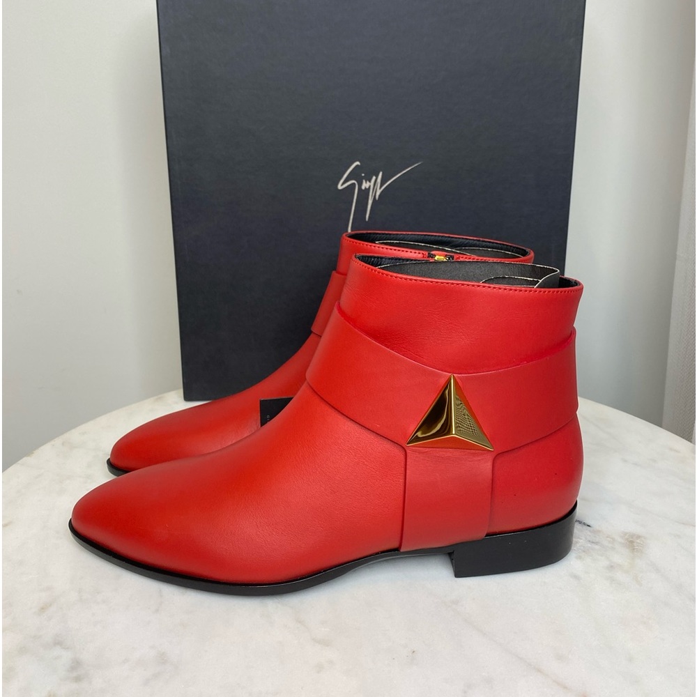 Giuseppe Zanotti Red Leather Ankle Boots EU36